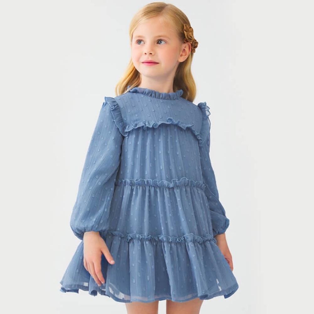 Size 8 Girls Abel & Lula Charming Blue Ruffle Dress for Kids